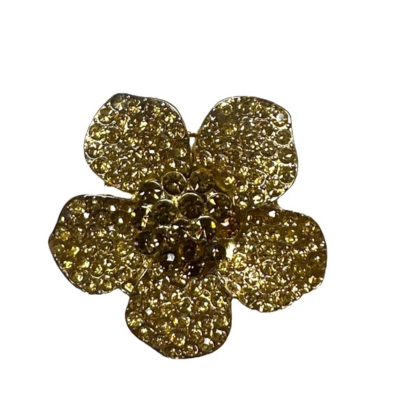 Jewelry - Vintage Gold & Rhinestone Flower Expanda Ring